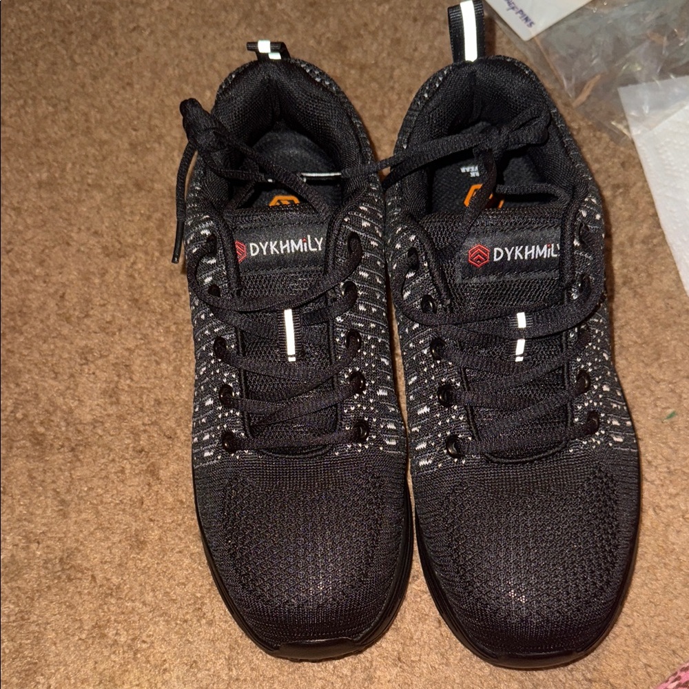 Dykhmily Black and White Men or Women’s  Steel Toe Sneakers - Picture 6 of 8